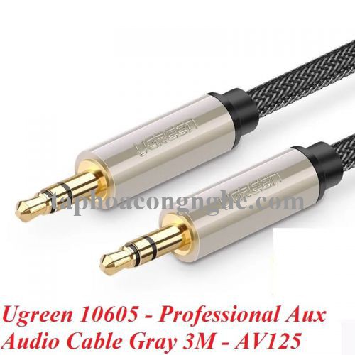 Ugreen 10605 3M màu Xám Cáp âm thanh 2 đầu 3.5mm dương cao cấp AV125 30010605